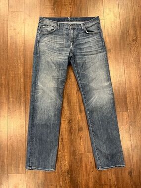 7 For All Mankind Austyn Jeans 36x33 Relaxed Straight Leg Stretch Medium Wash